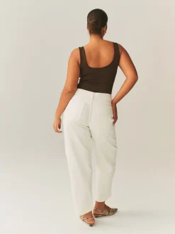 Ecru - Hourglass Wide Leg Barrel Denim Jeans
