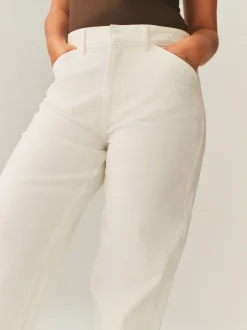Ecru - Hourglass Wide Leg Barrel Denim Jeans