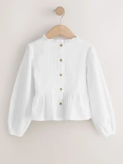Ecru - Long Sleeve Ruffle Blouse (3-16yrs)