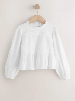 Ecru - Long Sleeve Ruffle Blouse (3-16yrs)