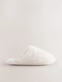 Ecru - Pantoffels met imitatiebont