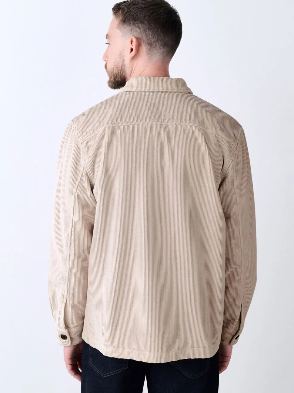 Ecru - Single pocket Corduroy Shacket Overshirt