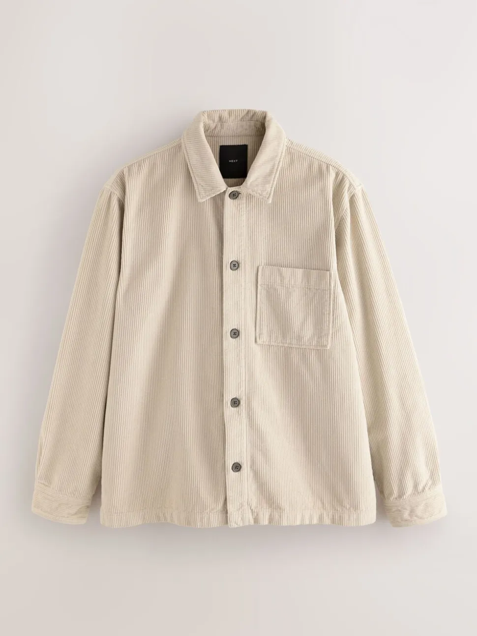 Ecru - Single pocket Corduroy Shacket Overshirt