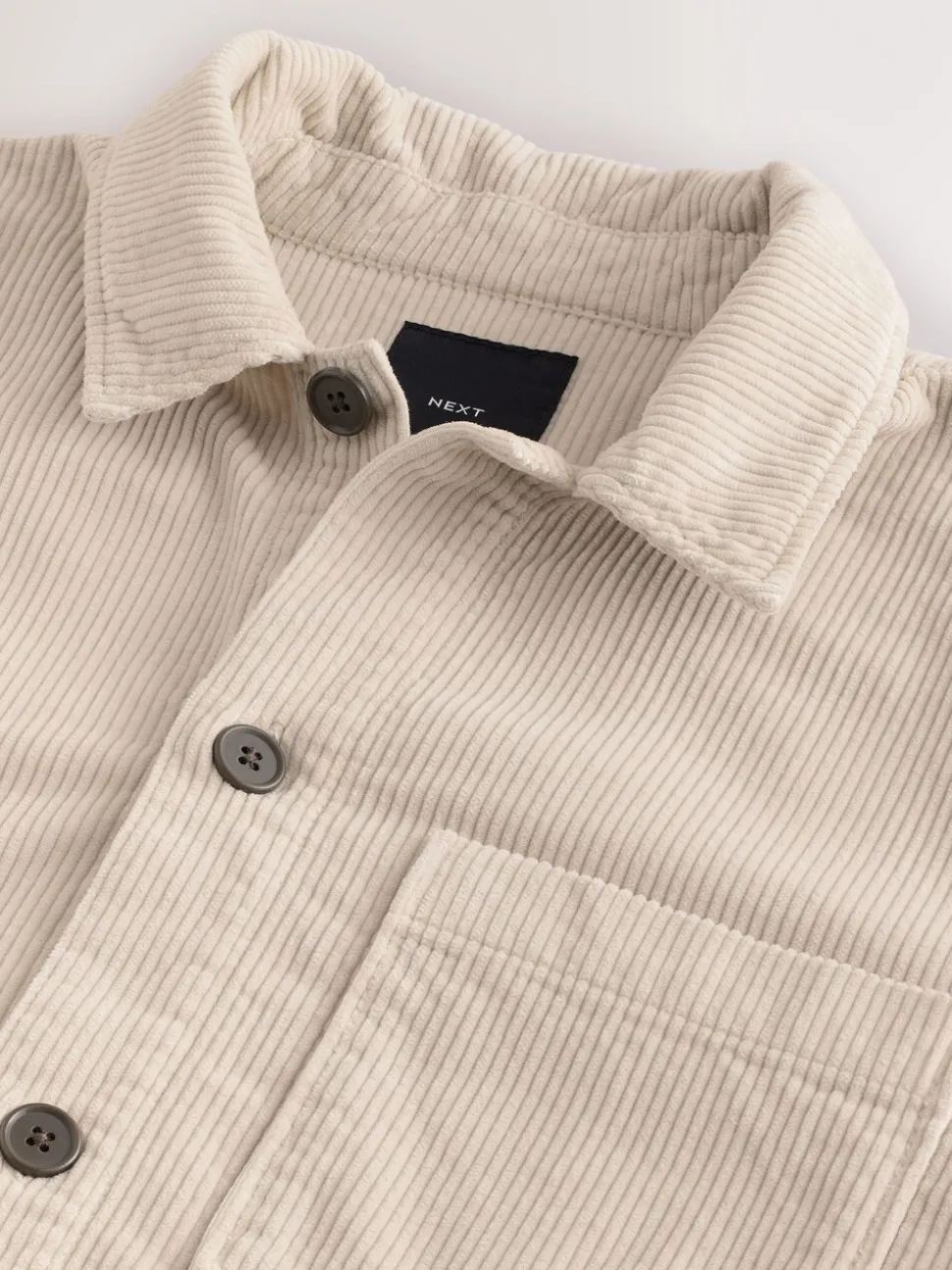 Ecru - Single pocket Corduroy Shacket Overshirt