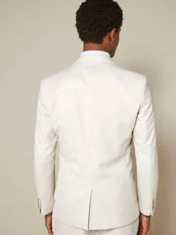Ecru - Slim Fit - Kostuum met textuur: colbert