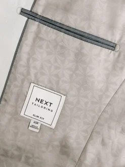 Ecru - Slim Fit - Kostuum met textuur: colbert
