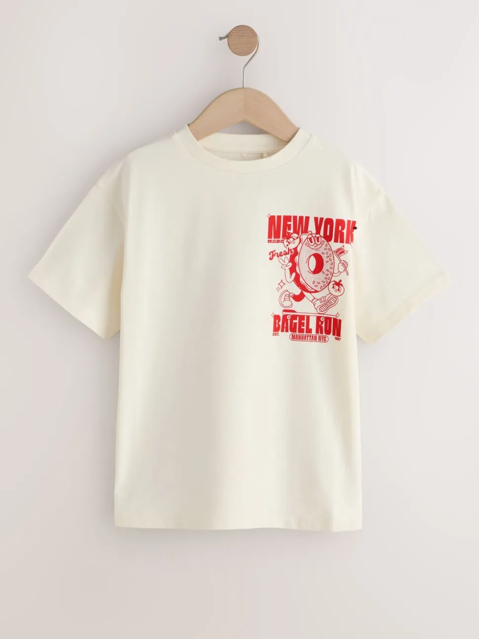 Ecru Bagel - Oversized T-shirt met grafische print (3-16jr)