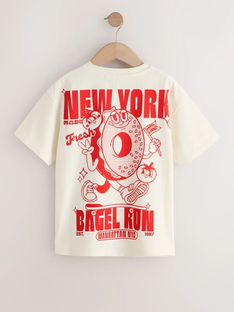 Ecru Bagel - Oversized T-shirt met grafische print (3-16jr)