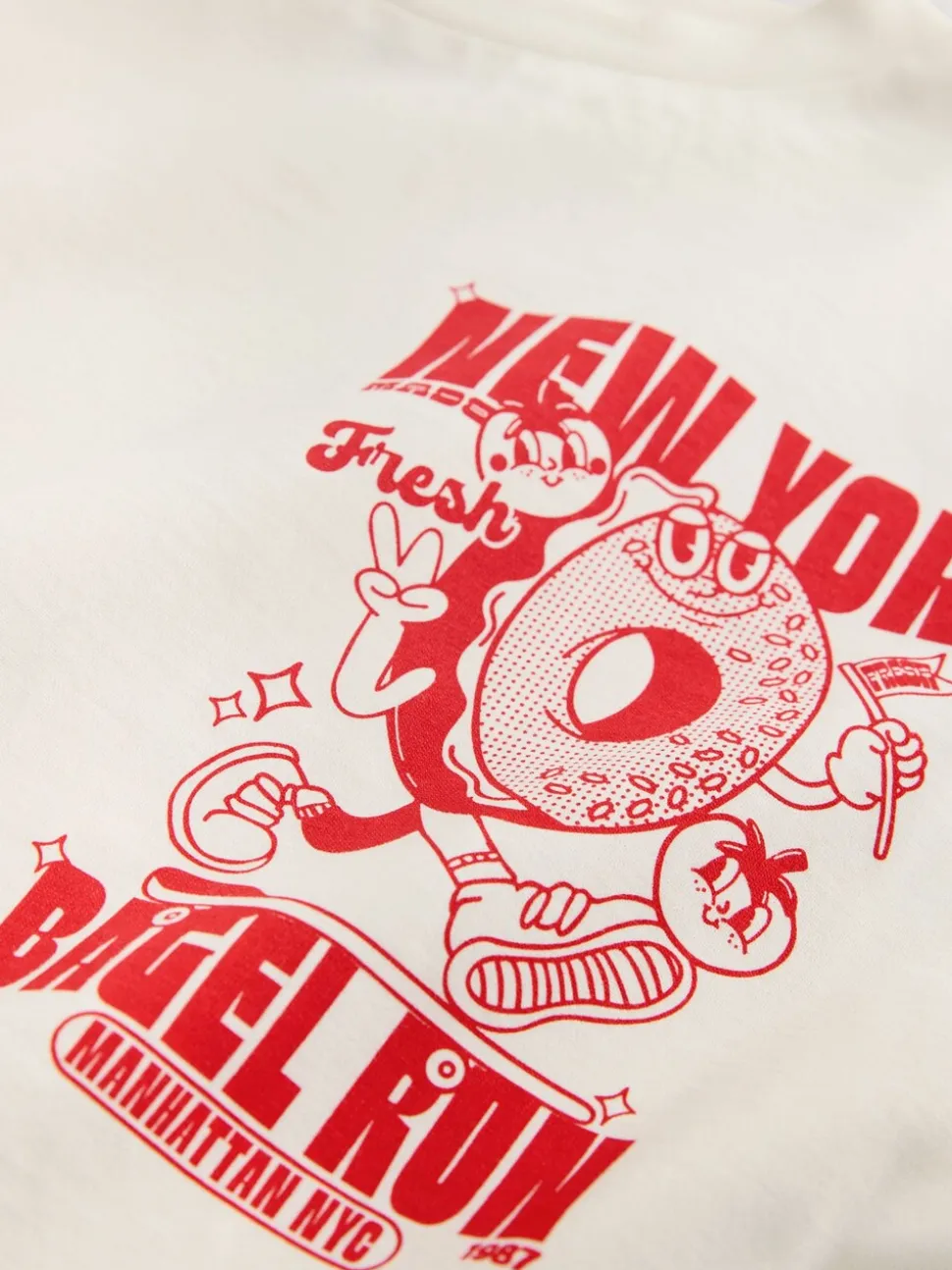 Ecru Bagel - Oversized T-shirt met grafische print (3-16jr)
