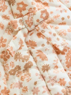 Ecru bloemenprint - Baby kinderwagenpak met kreukeltextuur en capuchon (0mnd -2jr)