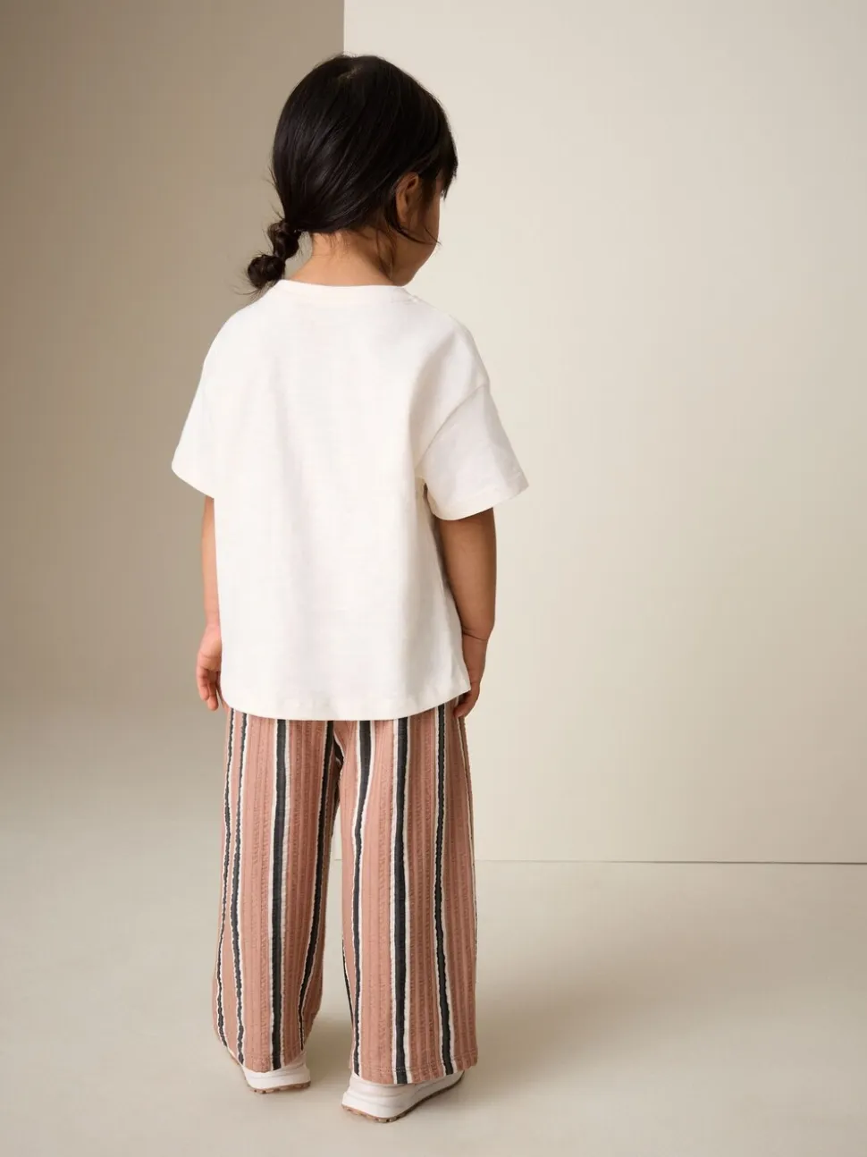 Ecru/ Brown Cherry - Short Sleeve Top and Barrel Trousers Set (3mths-7yrs)