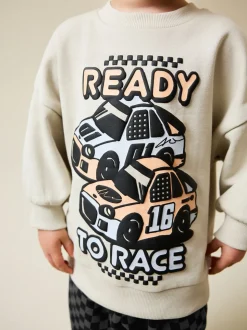 Ecru Car - Crew Neck Sweatshirt and Jogger Set (3mths-7yrs) (3mths-7yrs)