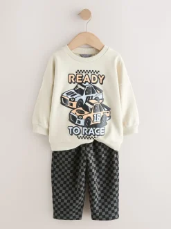 Ecru Car - Crew Neck Sweatshirt and Jogger Set (3mths-7yrs) (3mths-7yrs)