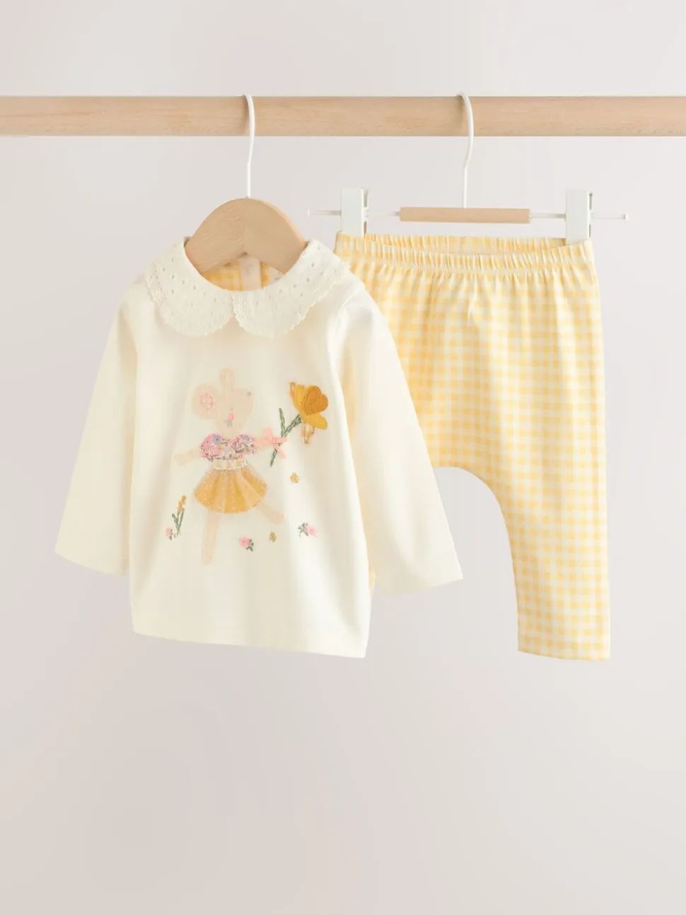 Ecru Fairy Mouse - Long Sleeve Top and Legging Baby 2 Piece Set (0mths-2yrs)
