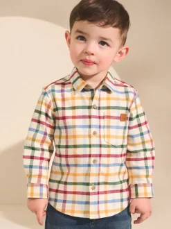 Ecru felle gingham-ruit - Shirt met Character lange mouwen (3mnd-7jr)