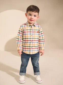 Ecru felle gingham-ruit - Shirt met Character lange mouwen (3mnd-7jr)