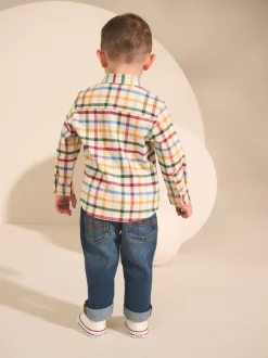 Ecru felle gingham-ruit - Shirt met Character lange mouwen (3mnd-7jr)