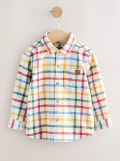 Ecru felle gingham-ruit - Shirt met Character lange mouwen (3mnd-7jr)