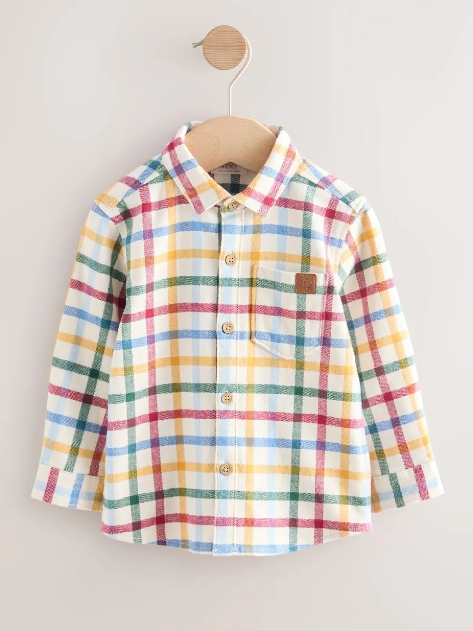 Ecru felle gingham-ruit - Shirt met Character lange mouwen (3mnd-7jr)