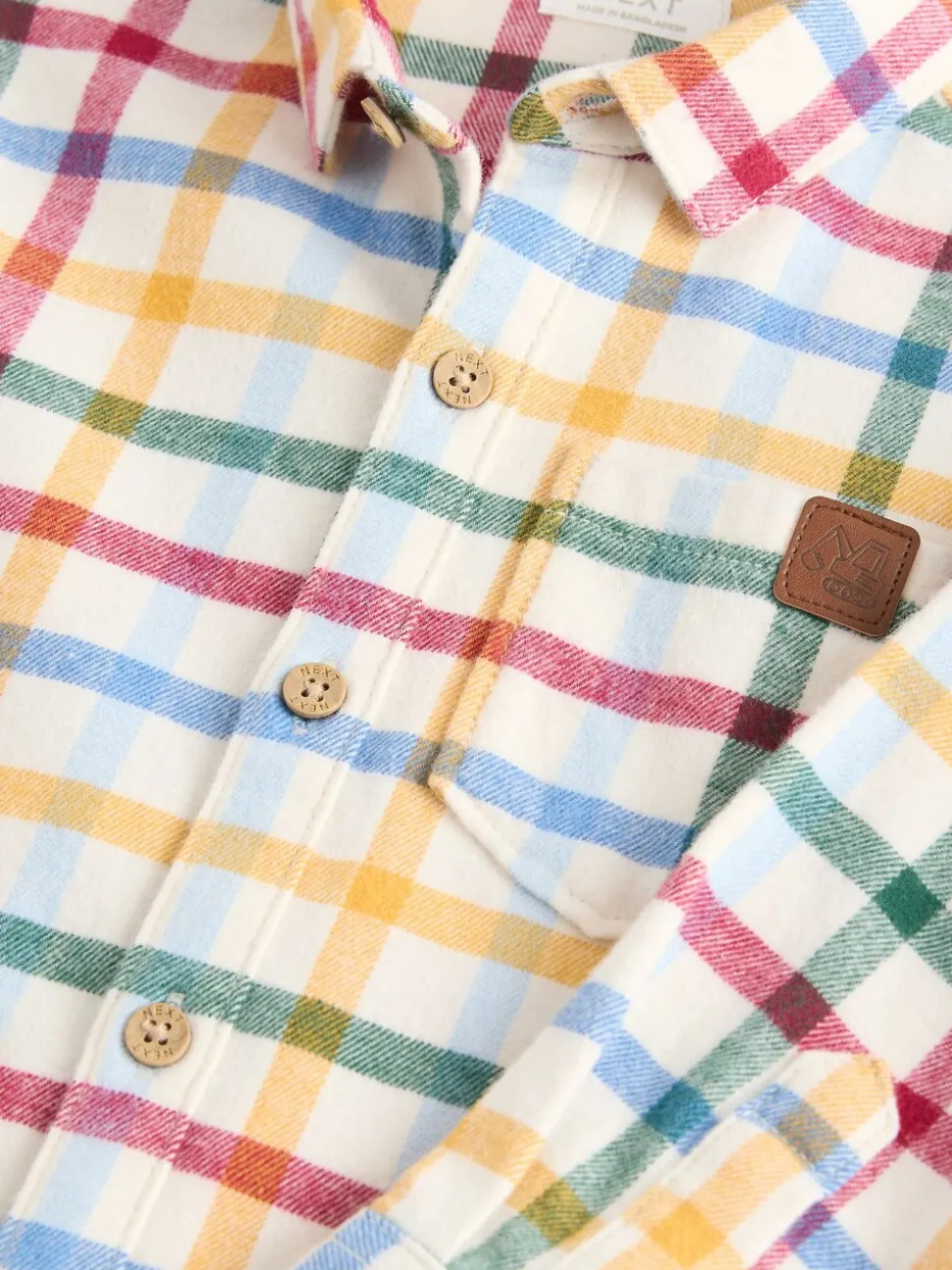 Ecru felle gingham-ruit - Shirt met Character lange mouwen (3mnd-7jr)