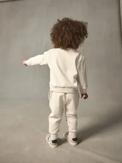 Ecru gebroken wit - Set met sweatshirt en joggingbroek (3mnd-7jr)