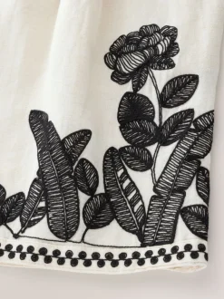 Ecru gemêleerd - Geborduurde strandshorts