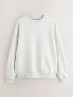 Ecru gemêleerd - Normale Pasvorm - Heavyweight Cotton Rich Crew Neck Sweatshirt