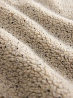 Ecru gemêleerd nep - Borg fleece met opstaande kraag en korte rits