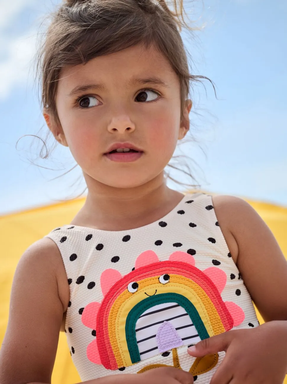 Ecru gestippelde regenboog - Badpak (3 mnd-10 jr)