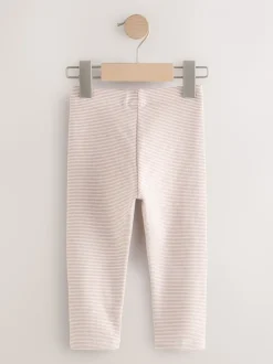 Ecru gestreepte beer - Versierde leggings (3 mnd-7 jr)