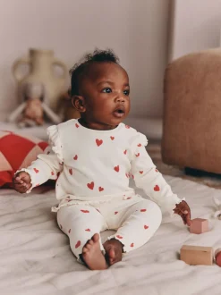 Ecru harten - 2 -delige babyset van top en legging (0mnd -2jr)