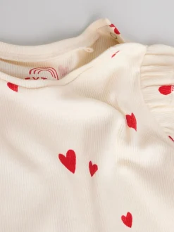 Ecru harten - 2 -delige babyset van top en legging (0mnd -2jr)