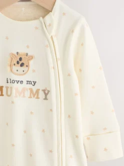 Ecru I Love My Mummy - Babypyjama met tweewegrits (0-18mnd)