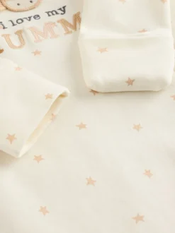 Ecru I Love My Mummy - Babypyjama met tweewegrits (0-18mnd)