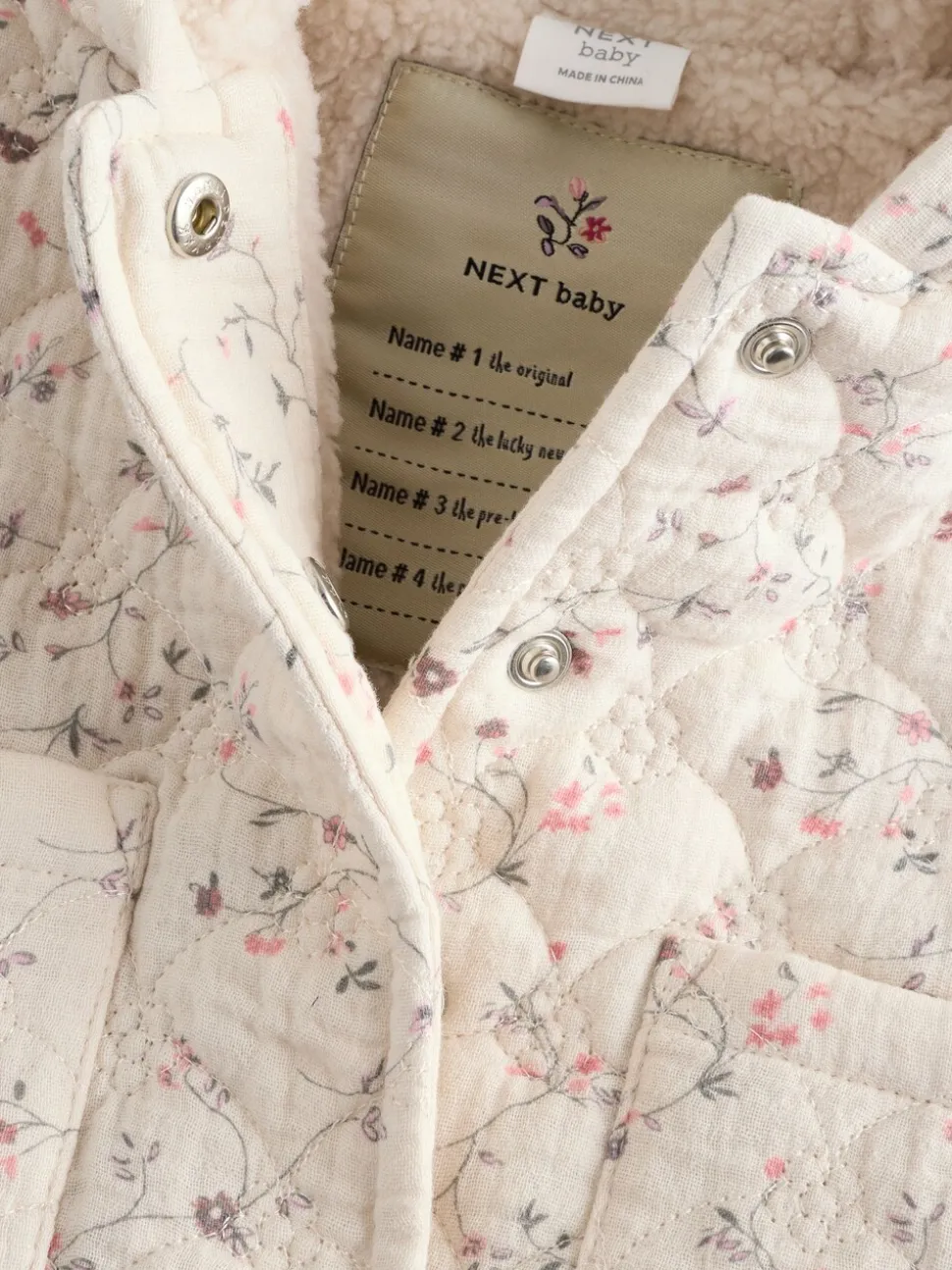 Ecru met bloemenmotief - Baby jas van jersey met kreukeltextuur (0mnd-2jr)