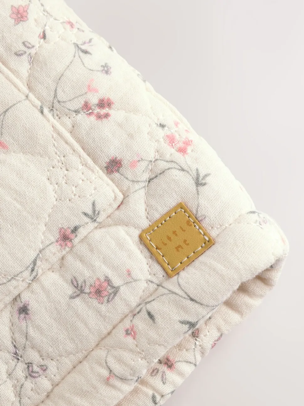 Ecru met bloemenmotief - Baby jas van jersey met kreukeltextuur (0mnd-2jr)