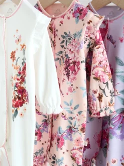 Ecru met bloemenmotief - Verpakking van 3 babypyjama's (0 mnd-2 jr)
