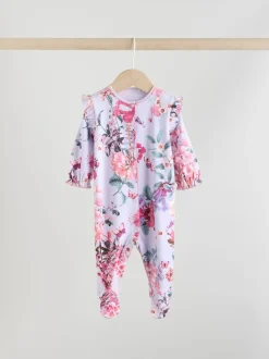 Ecru met bloemenmotief - Verpakking van 3 babypyjama's (0 mnd-2 jr)
