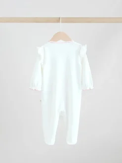 Ecru met bloemenmotief - Verpakking van 3 babypyjama's (0 mnd-2 jr)