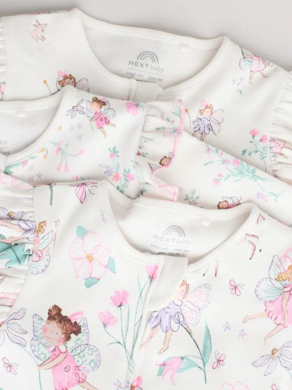 Ecru met elfje - Verpakking van 3 babypyjama's met tweewegrits (0-2jr)