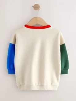 Ecru met kleurvlakken - Sweatshirt met ronde hals en all-over print (3 mnd - 7 jr)