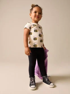 Ecru White Bee - Short Sleeve Rib T-Shirt (3mths-7yrs)