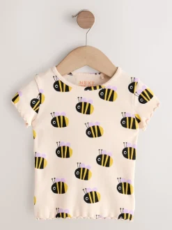 Ecru White Bee - Short Sleeve Rib T-Shirt (3mths-7yrs)