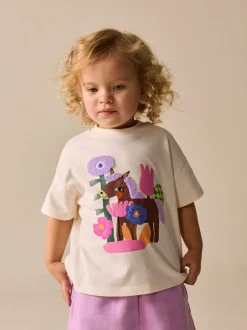 Ecru White Horse - T-shirt met korte mouwen (3 mnd-7 jr)