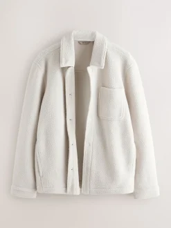 Ecru wit - Fleece shacket