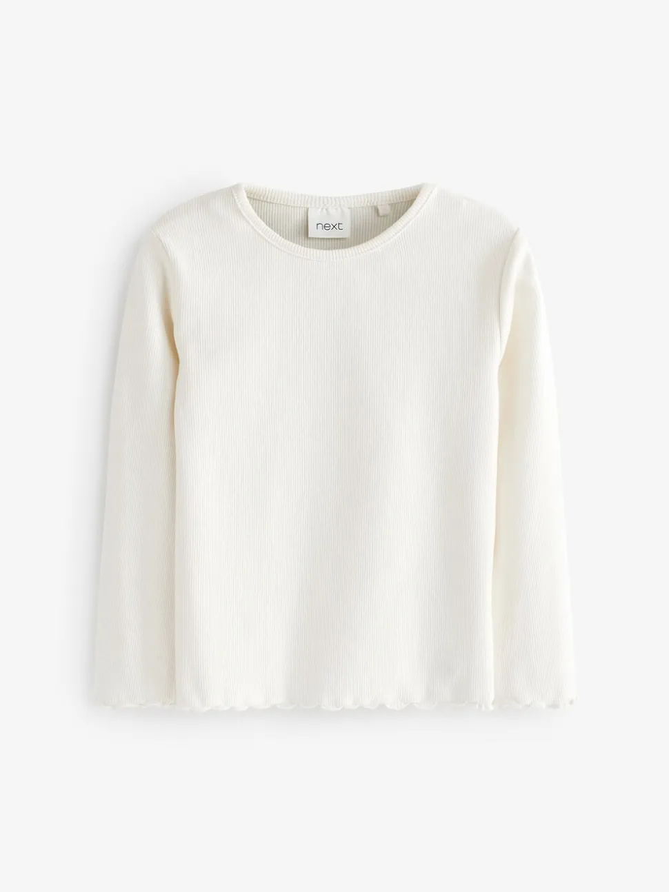 Ecru wit - Geribbeld T-shirt met lange mouwen en katoengehalte (3 mnd-7 jr)