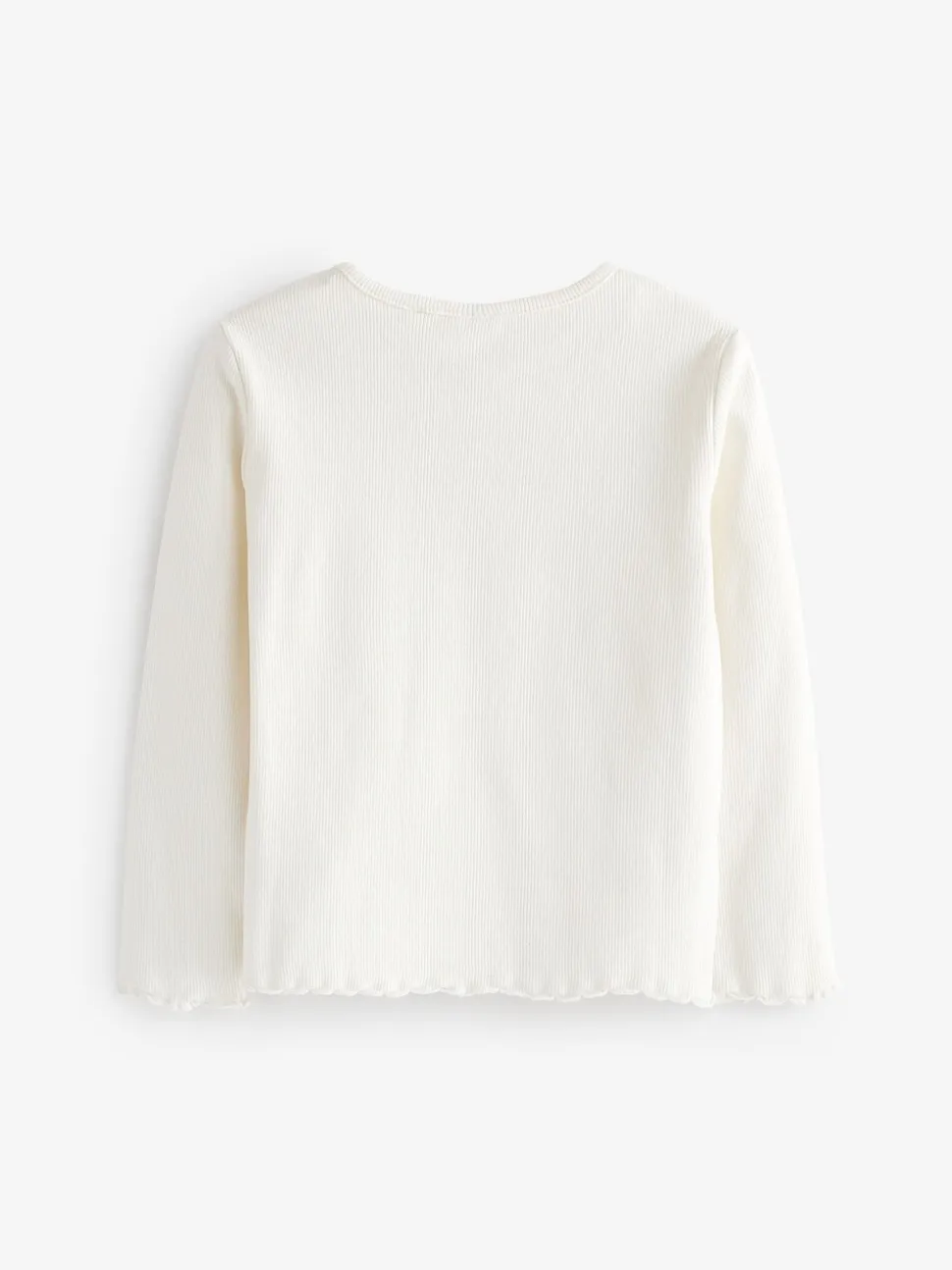 Ecru wit - Geribbeld T-shirt met lange mouwen en katoengehalte (3 mnd-7 jr)