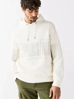 Ecru wit - Hoodie met grafische print