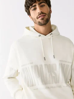Ecru wit - Hoodie met grafische print