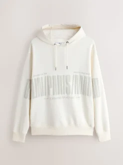 Ecru wit - Hoodie met grafische print